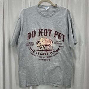 Gray Men’s XL T-Shirt Buffalo Graphic Grand Teton National Park Whimsical